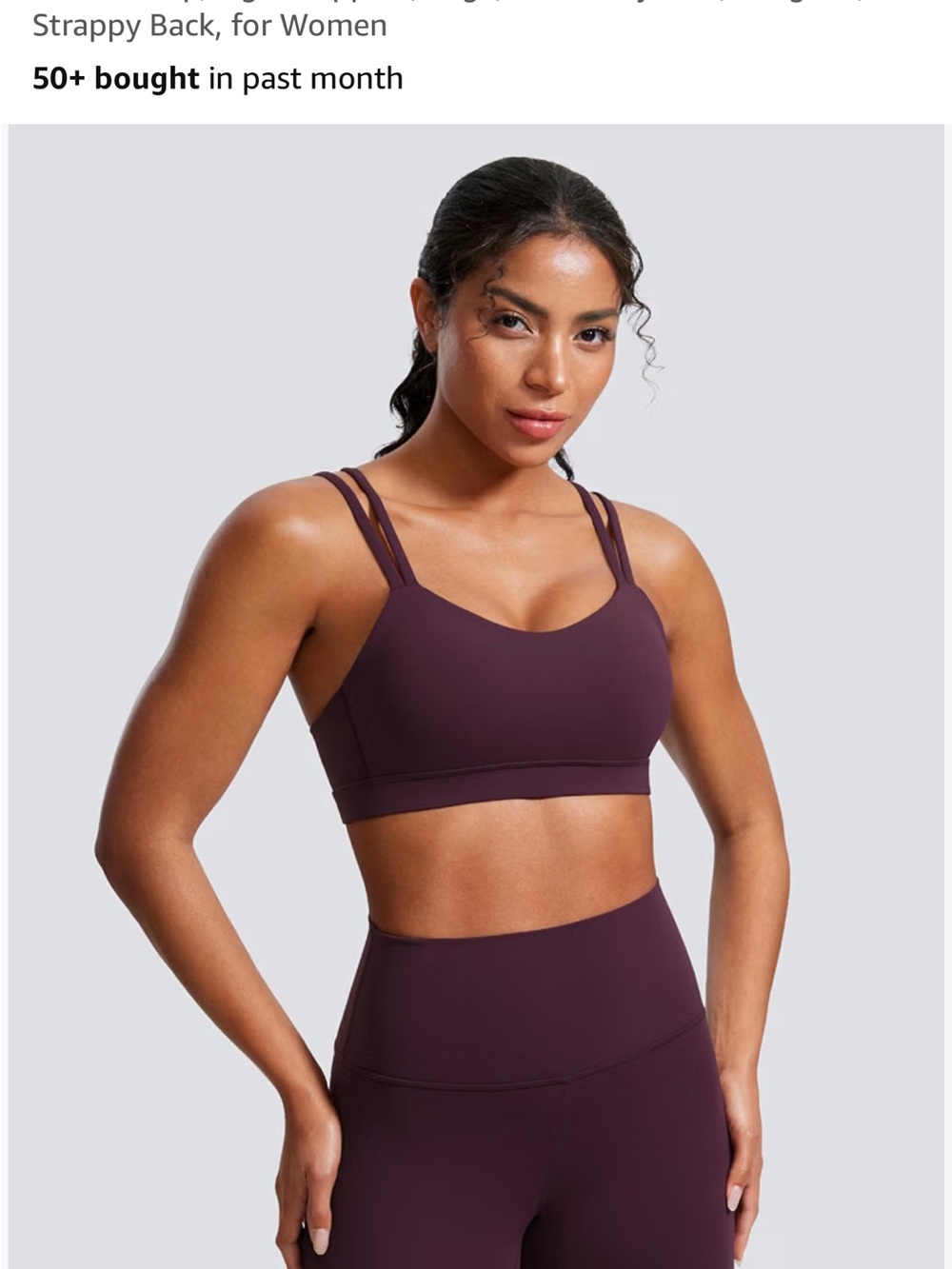 CRZ YOGA SET Deep Purple Women's Strappy Sports Bra and V-Shorts Set Size Small